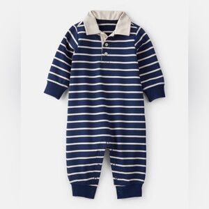 Carter's Navy and white Striped Polo Romper